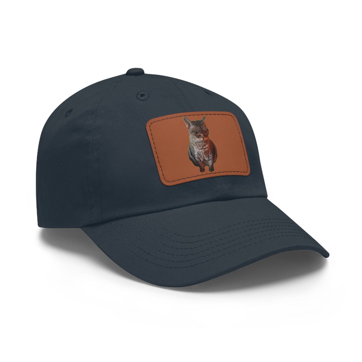 Cat Lover's Dad Hat with Leather Patch, Stylish Cap for Pet Enthusiasts, Perfect Gift for Animal Lovers, Casual Everyday Wear