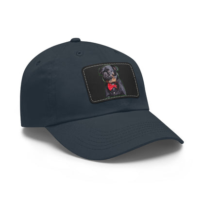 Stylish Dad Hat with Leather Patch Decor, Adjustable Cap for Pet Lovers, Gift for Father’s Day, Unique Birthday Present, Custom Dad Cap